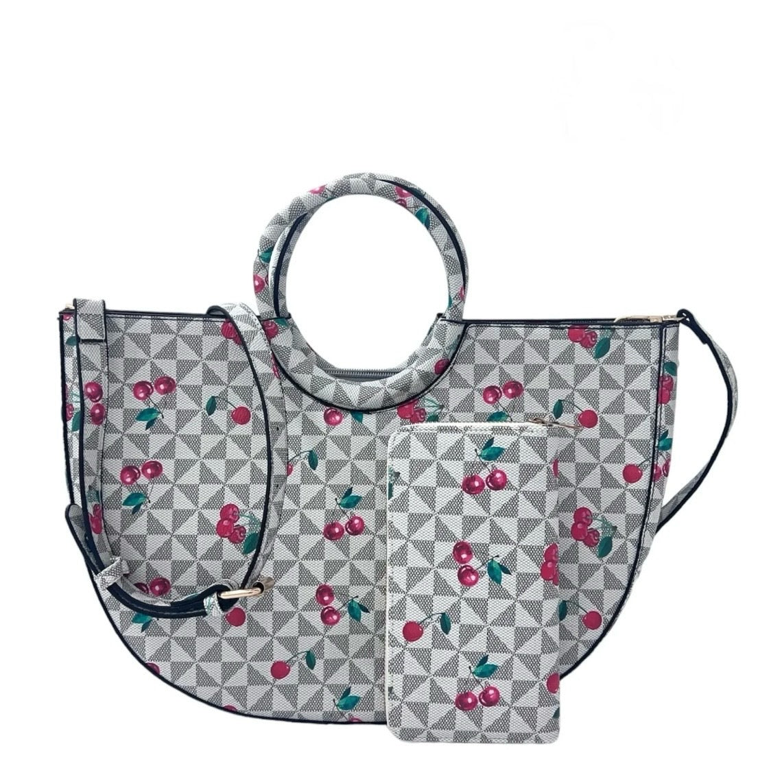 Geometric Purse with Cherry Accents