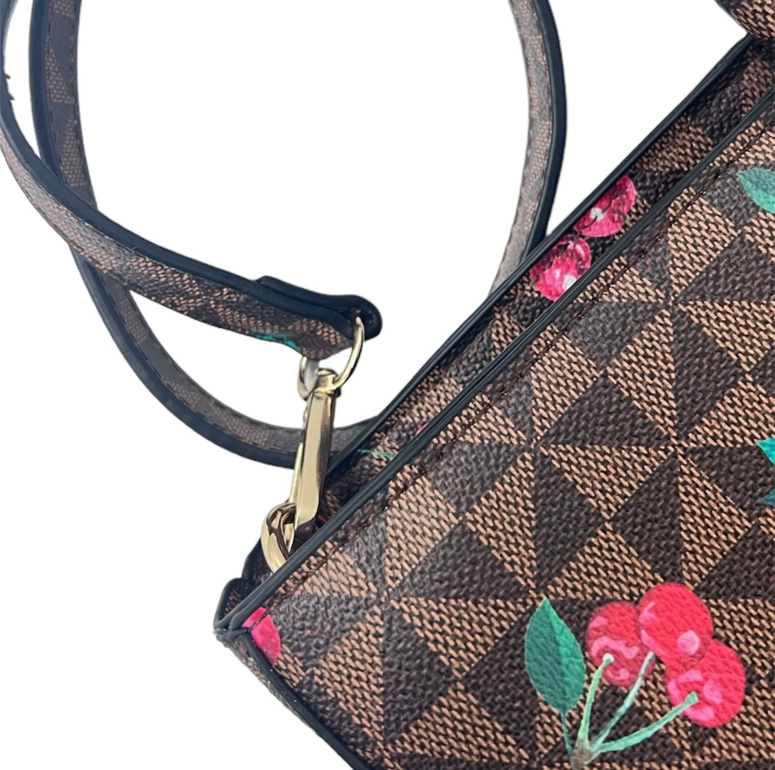 Geometric Purse with Cherry Accents