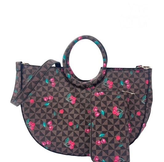 Geometric Purse with Cherry Accents