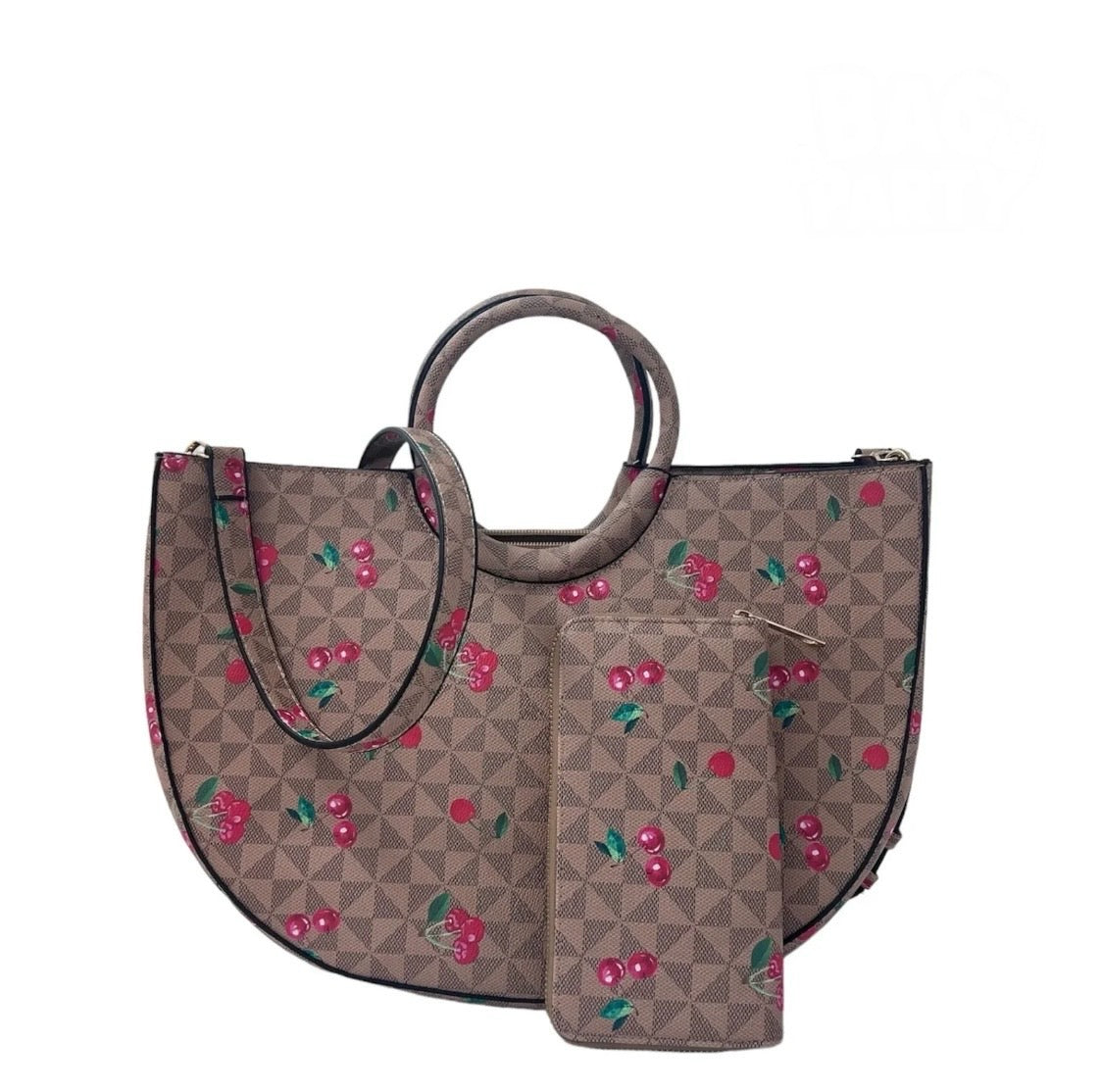 Geometric Purse with Cherry Accents